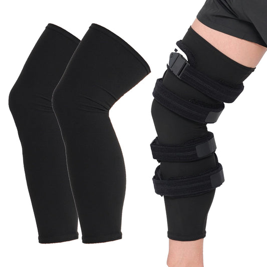Orthomen 2 Pcs Knee Brace Undersleeve for Knee Support Circulation Improvement & Pain Relief Knee Brace Comfortable Knee Sleeve to Protects Skin from Abrasions and Irritations Breathable Leg Sleeves for Men & Women (L)
